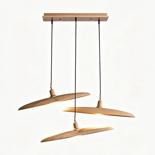 WOMO Adjustable Disc‑Shaped Wood Chandelier-WM3272