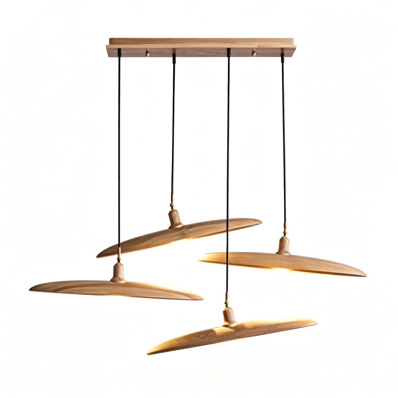 WOMO Adjustable Disc‑Shaped Wood Chandelier-WM3272