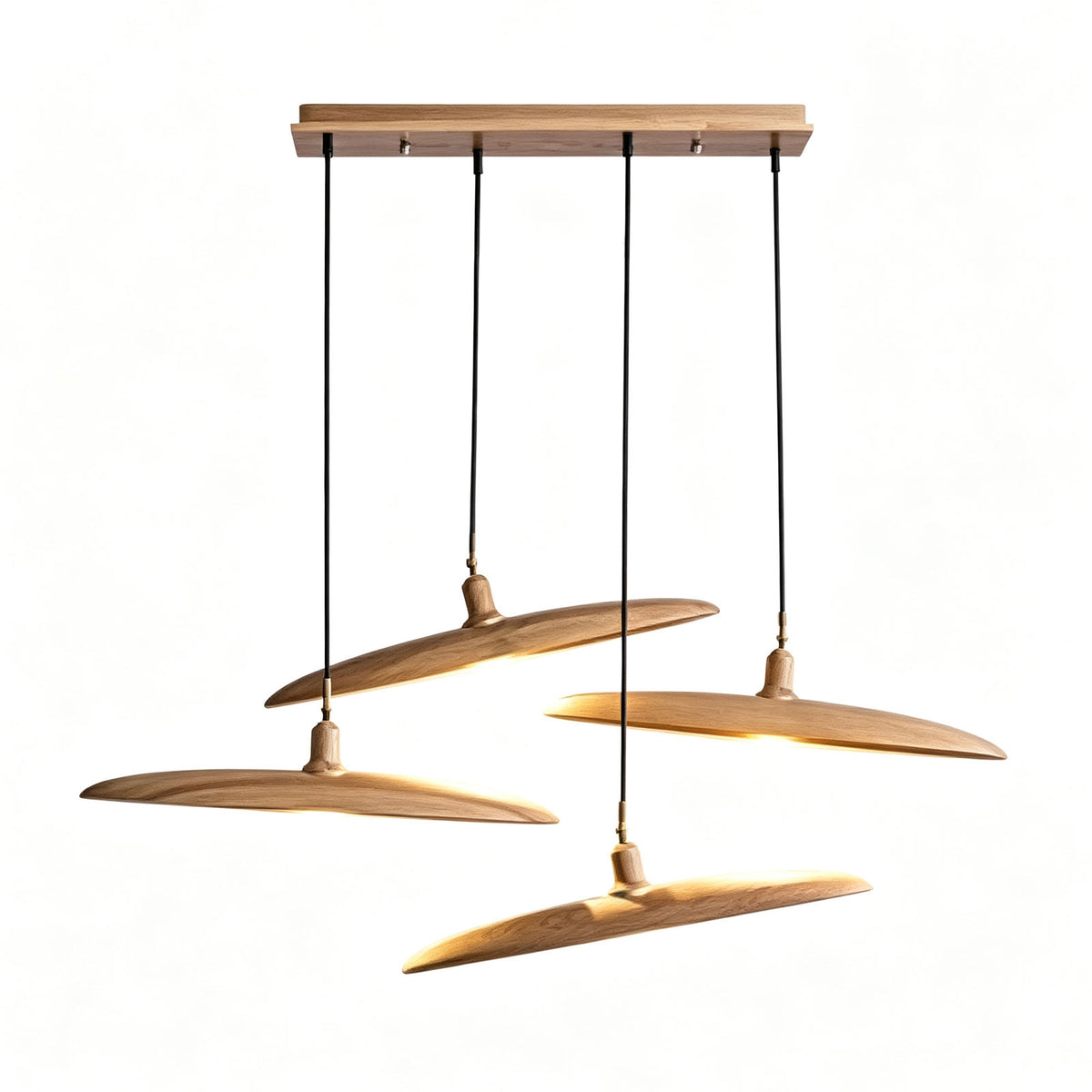 WOMO Adjustable Disc‑Shaped Wood Chandelier-WM3272