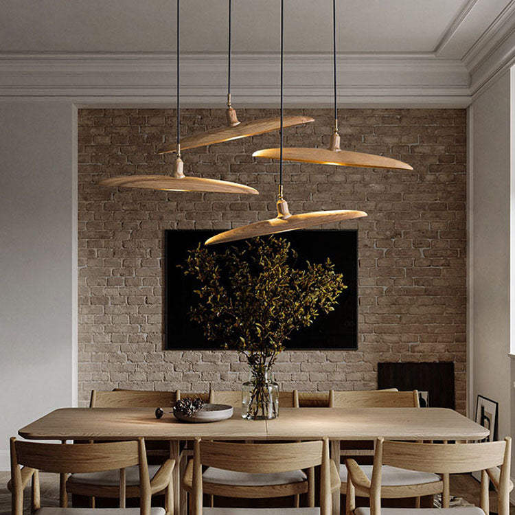 WOMO Adjustable Disc‑Shaped Wood Chandelier-WM3272