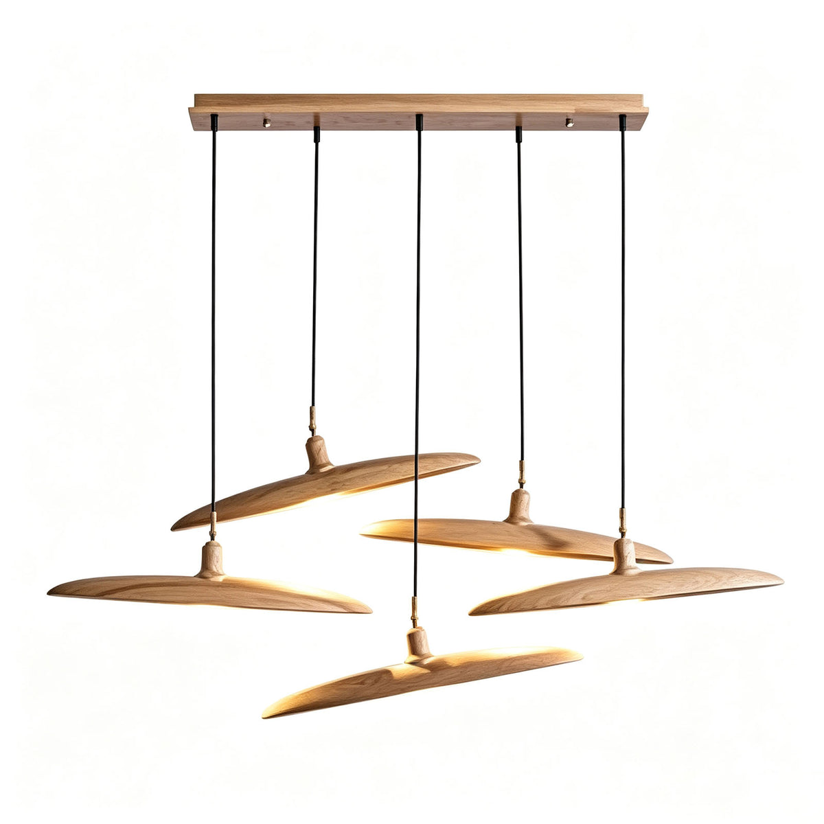 WOMO Adjustable Disc‑Shaped Wood Chandelier-WM3272