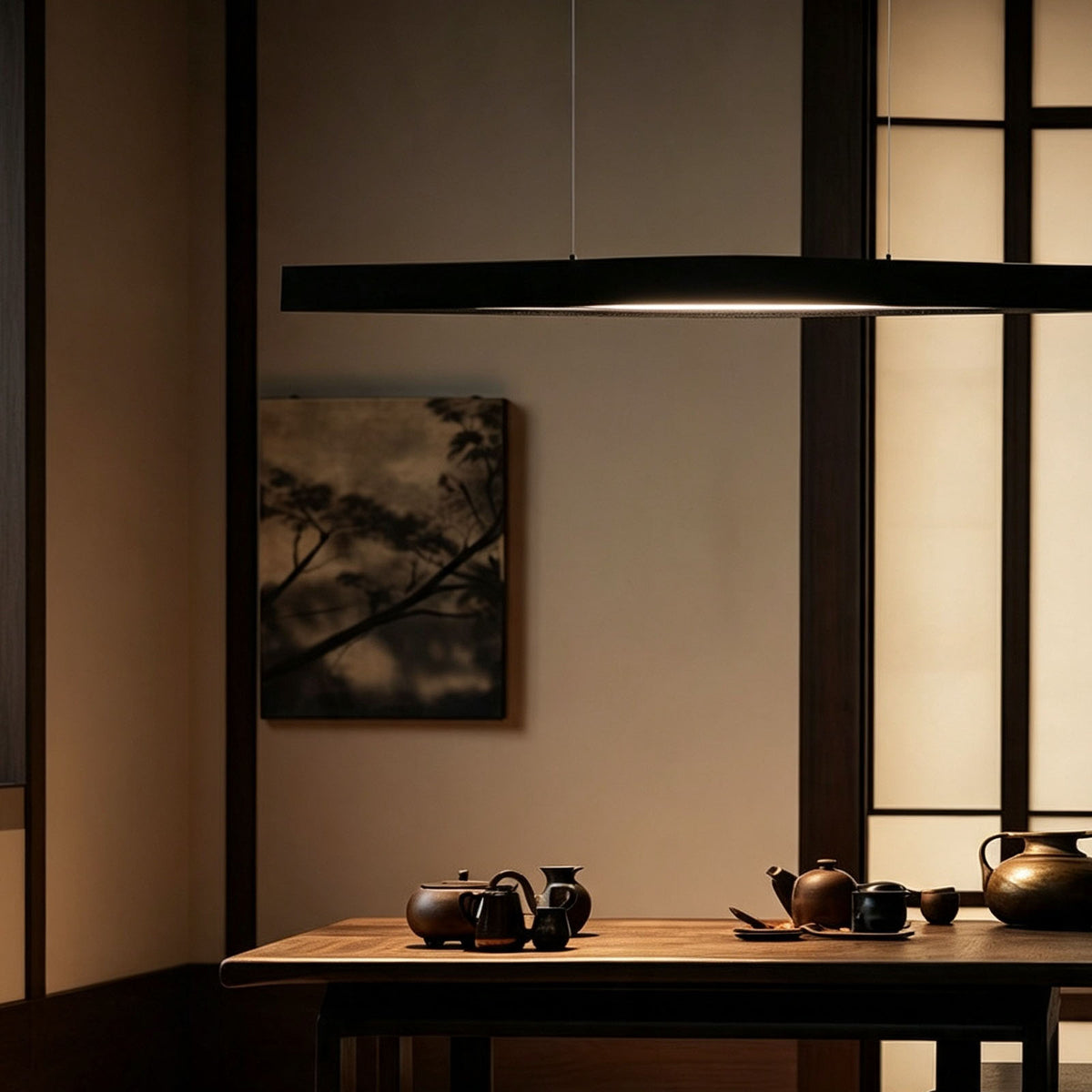 WOMO Minimalist Long Linear Wood Pendant Light-WM3273