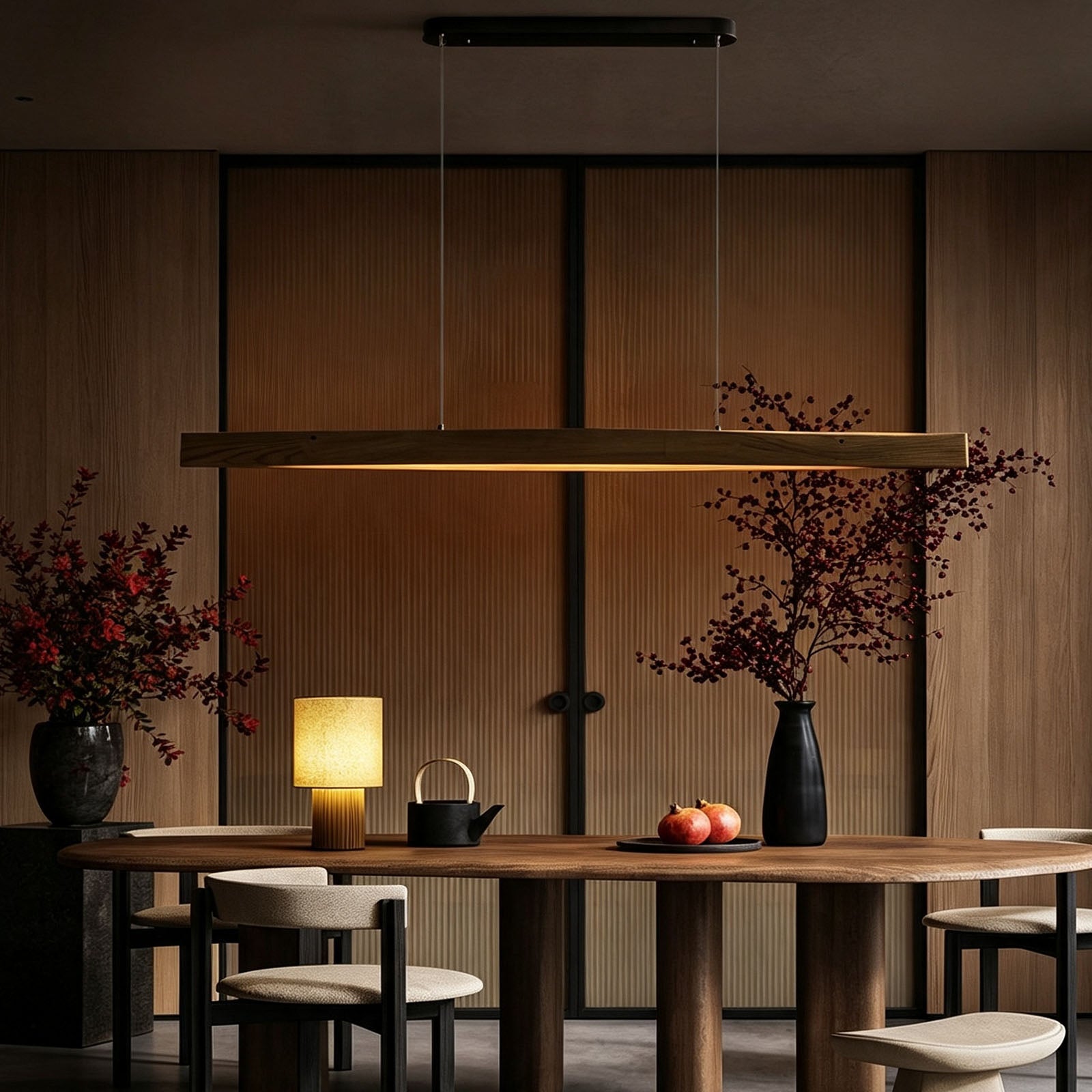 WOMO Minimalist Long Linear Wood Pendant Light-WM3273