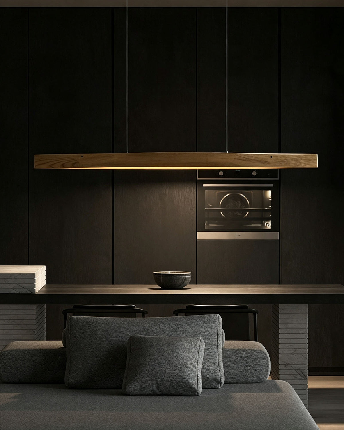 WOMO Minimalist Long Linear Wood Pendant Light-WM3273