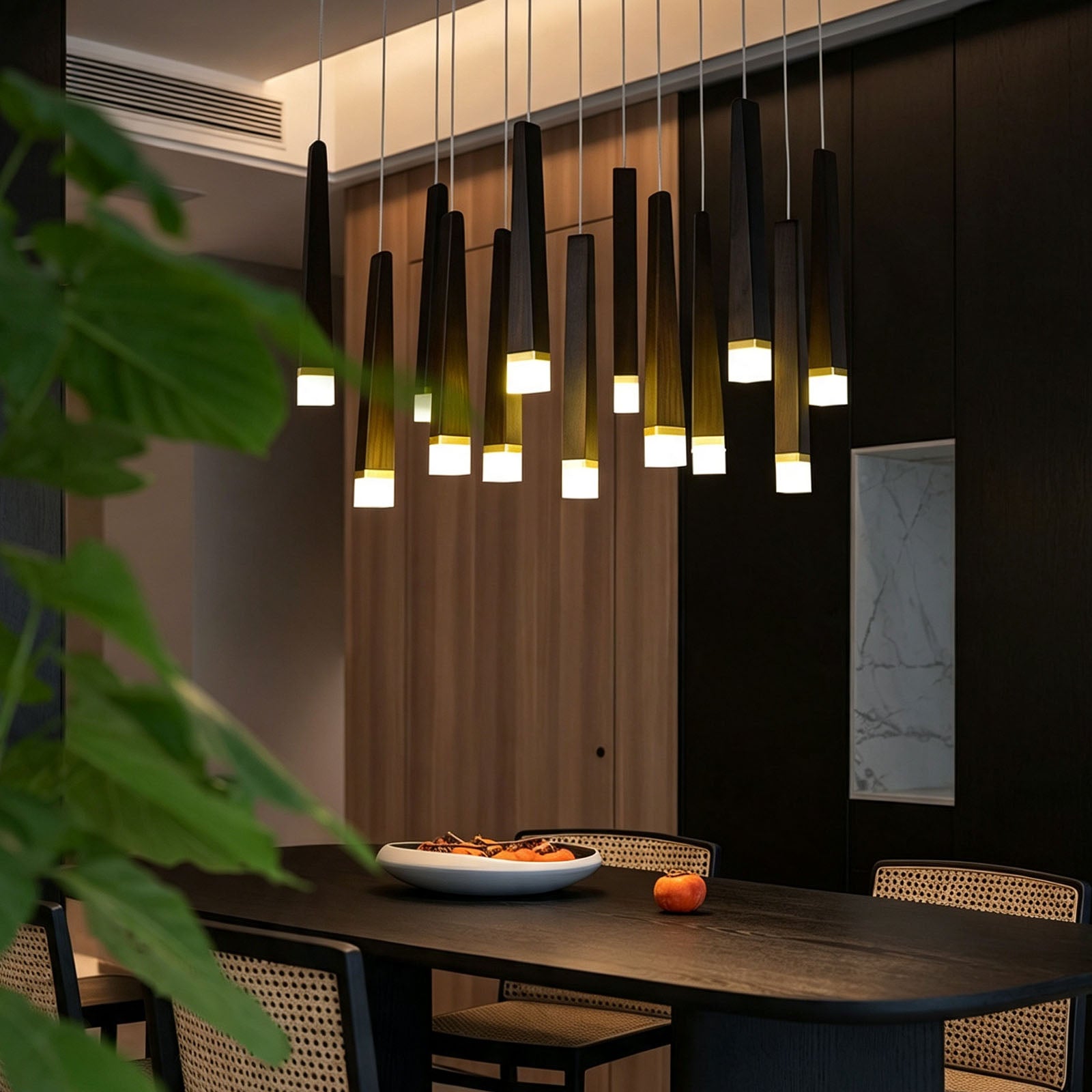 WOMO Cascading Multi‑Light Solid Wood Chandelier-WM3276