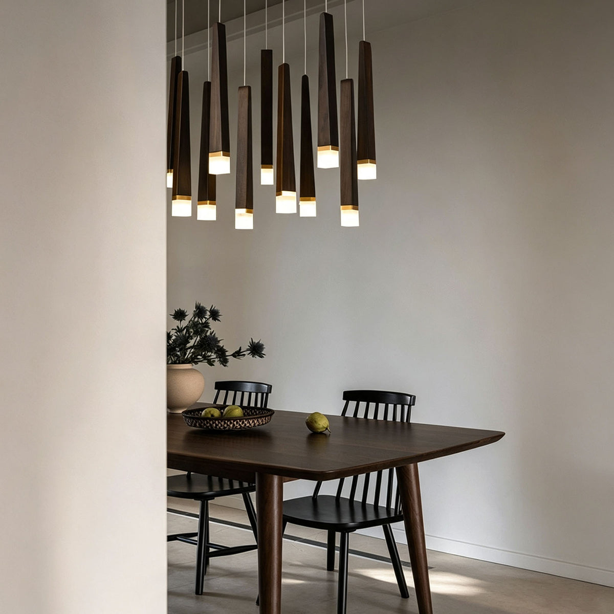 WOMO Cascading Multi‑Light Solid Wood Chandelier-WM3276