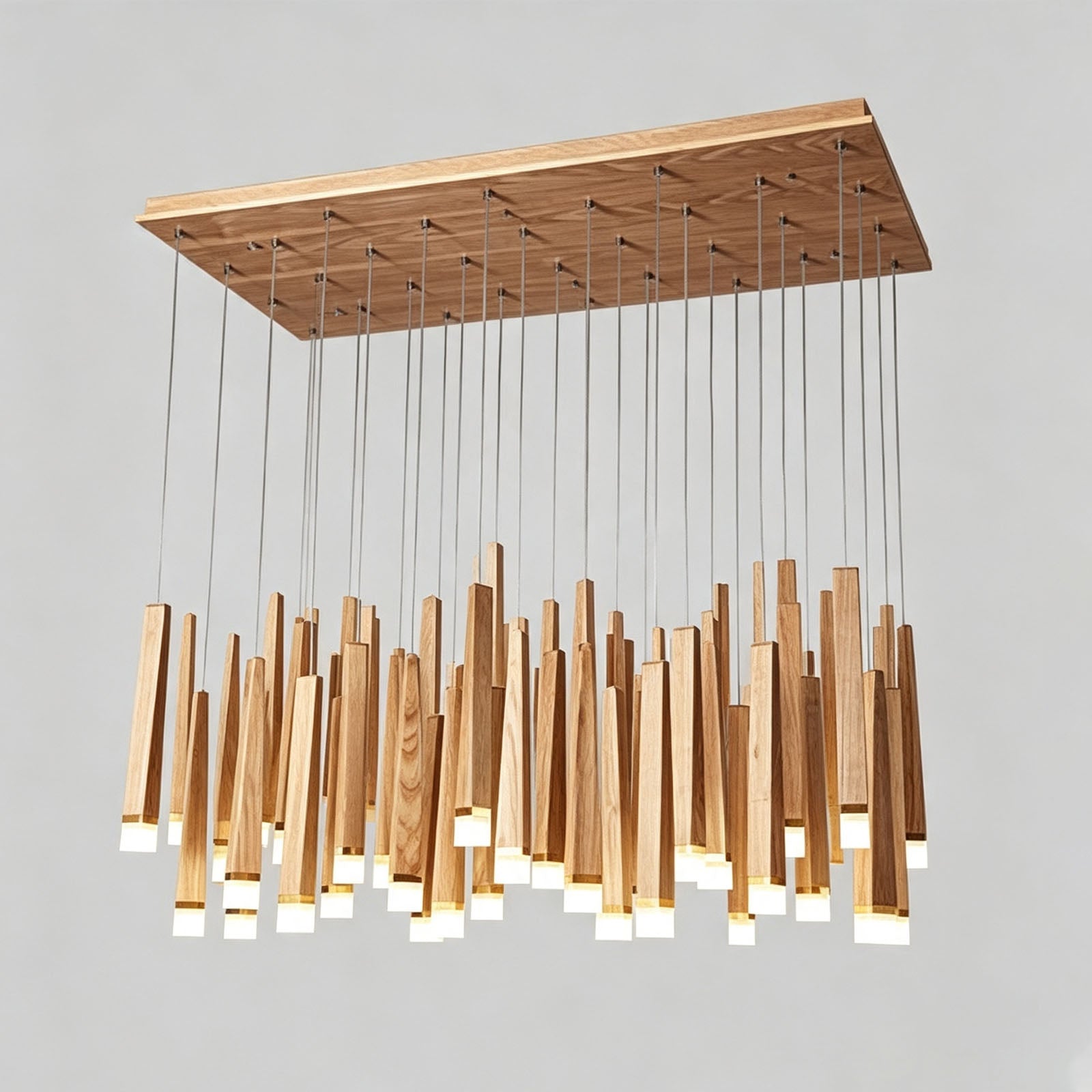WOMO Cascading Multi‑Light Solid Wood Chandelier-WM3276