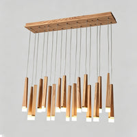 WOMO Cascading Multi‑Light Solid Wood Chandelier-WM3276