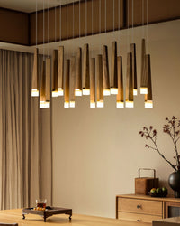 WOMO Cascading Multi‑Light Solid Wood Chandelier-WM3276