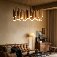 WOMO Cascading Multi‑Light Solid Wood Chandelier-WM3276