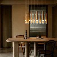 WOMO Cascading Multi‑Light Solid Wood Chandelier-WM3276