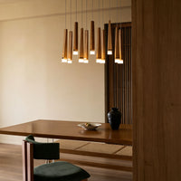 WOMO Cascading Multi‑Light Solid Wood Chandelier-WM3276
