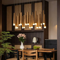 WOMO Cascading Multi‑Light Solid Wood Chandelier-WM3276