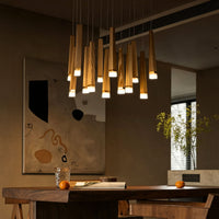 WOMO Cascading Multi‑Light Solid Wood Chandelier-WM3276