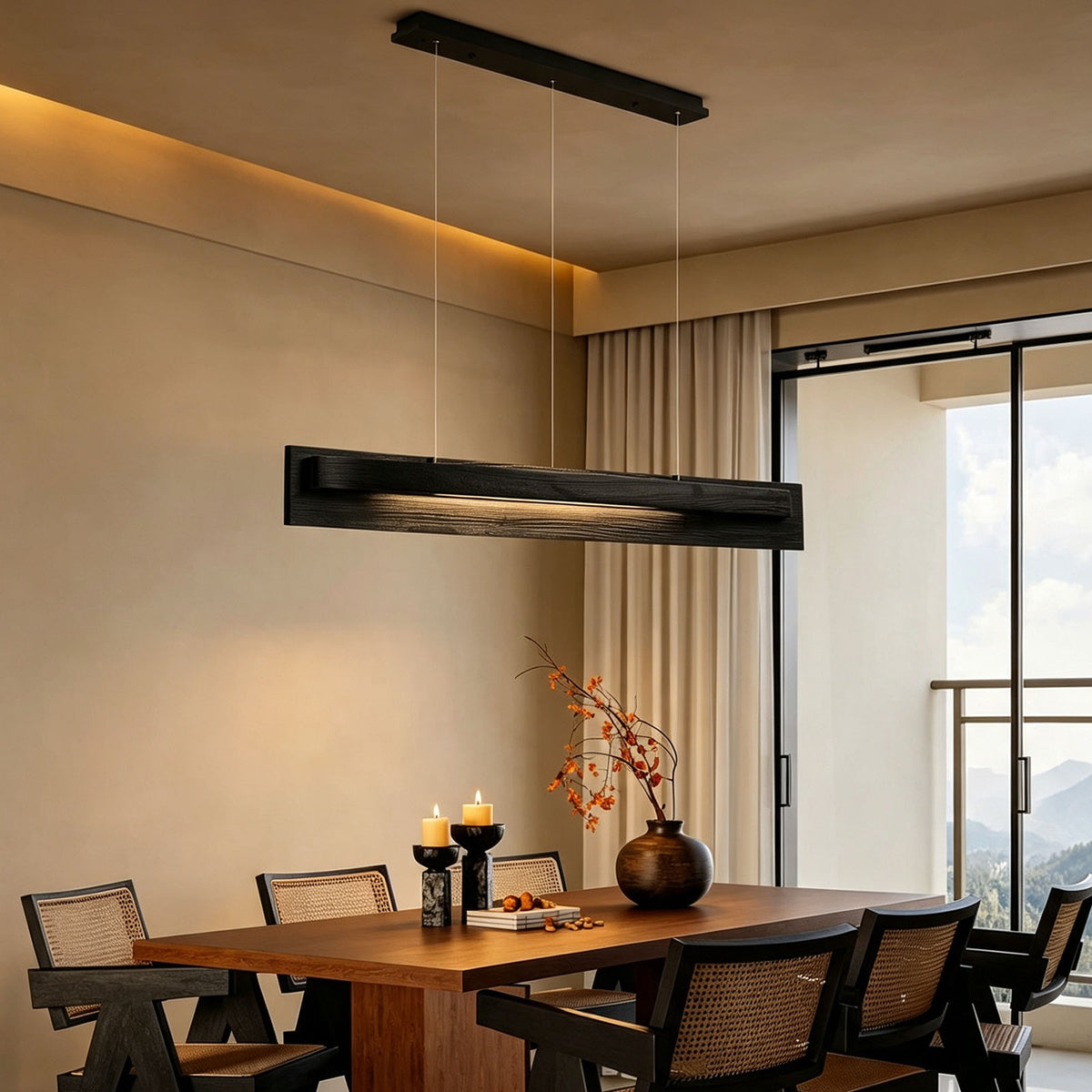 WOMO Dimmable Long Wood Linear Pendant Light-WM3277