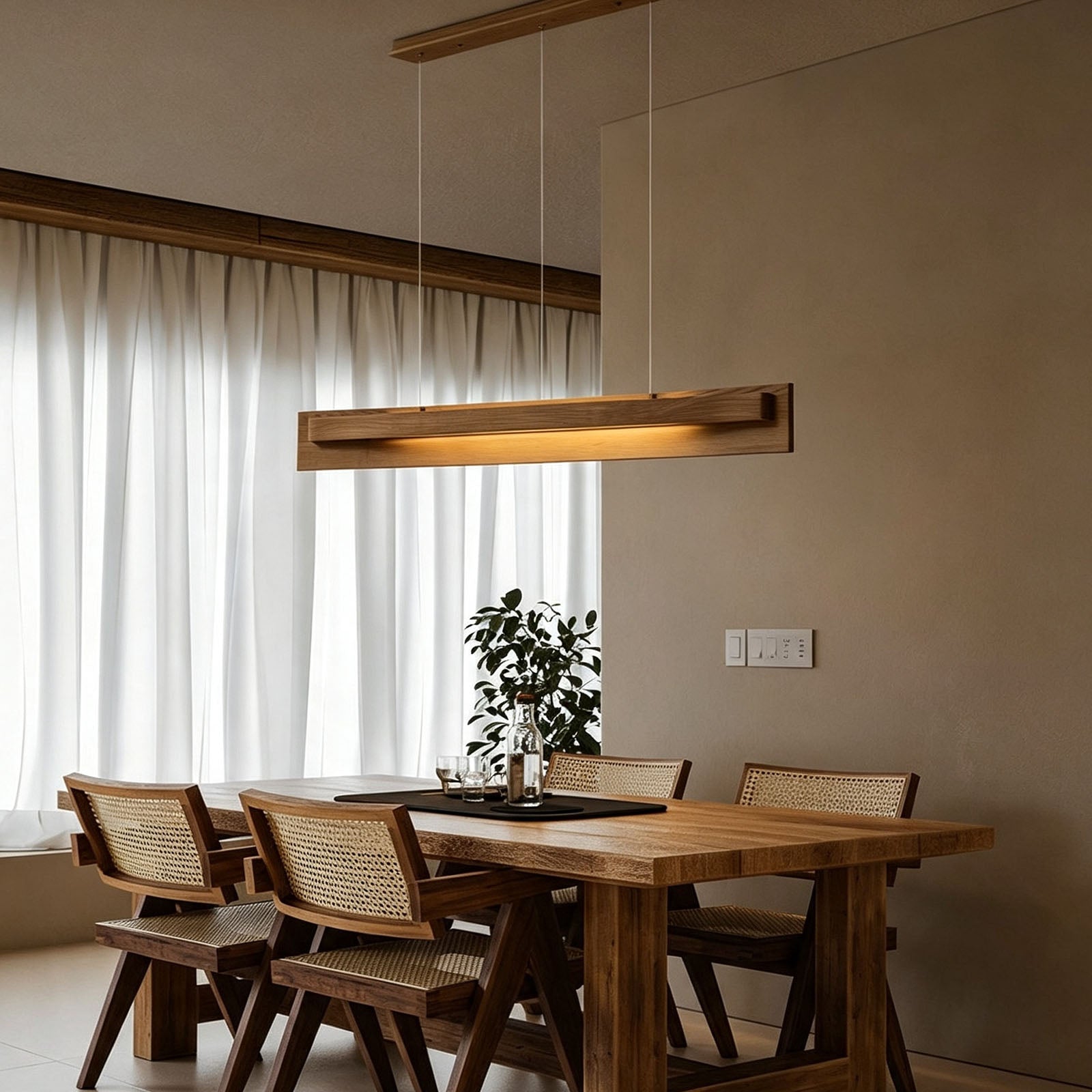WOMO Dimmable Long Wood Linear Pendant Light-WM3277