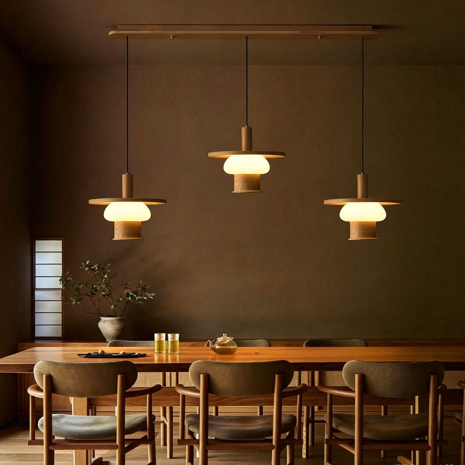 WOMO Disc Wood Pendant Light-WM3278