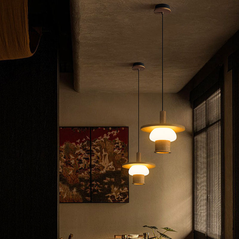 WOMO Disc Wood Pendant Light-WM3278