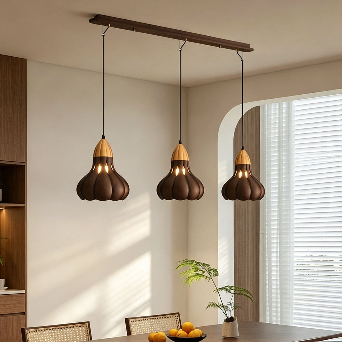 WOMO Wooden Gourd Pumpkin Pendant Light-WM3279