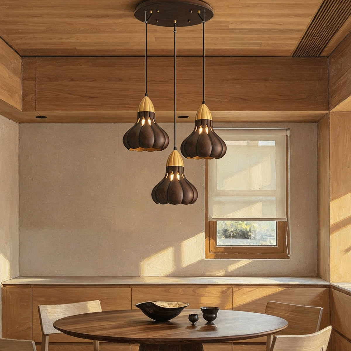 WOMO Wooden Gourd Pumpkin Pendant Light-WM3279