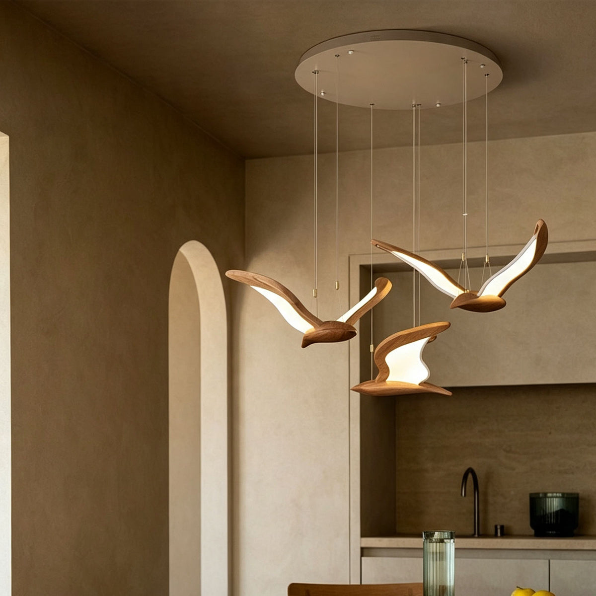WOMO Flying Bird Wooden Chandelier-WM3280