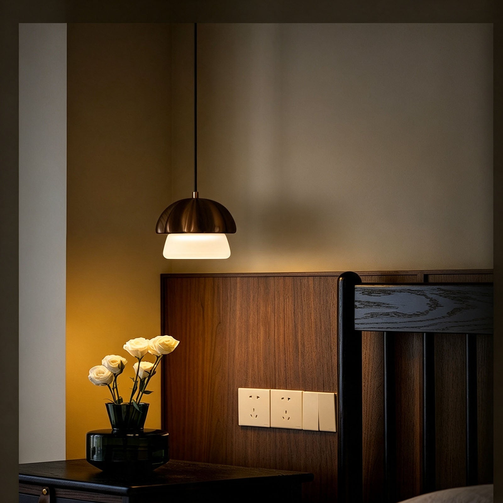 WOMO Wooden Mushroom Pendant Light-WM3281