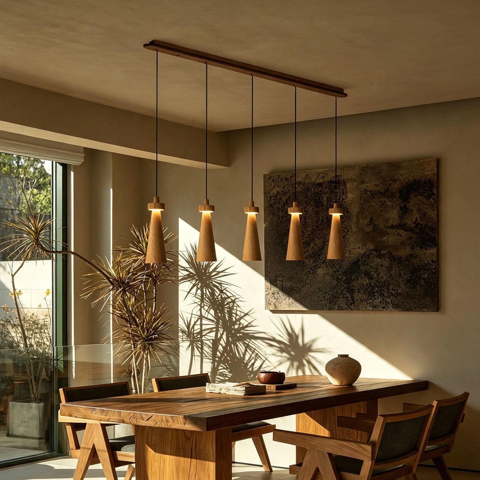 WOMO Multi‑Head Cone Wooden Chandelier-WM3283