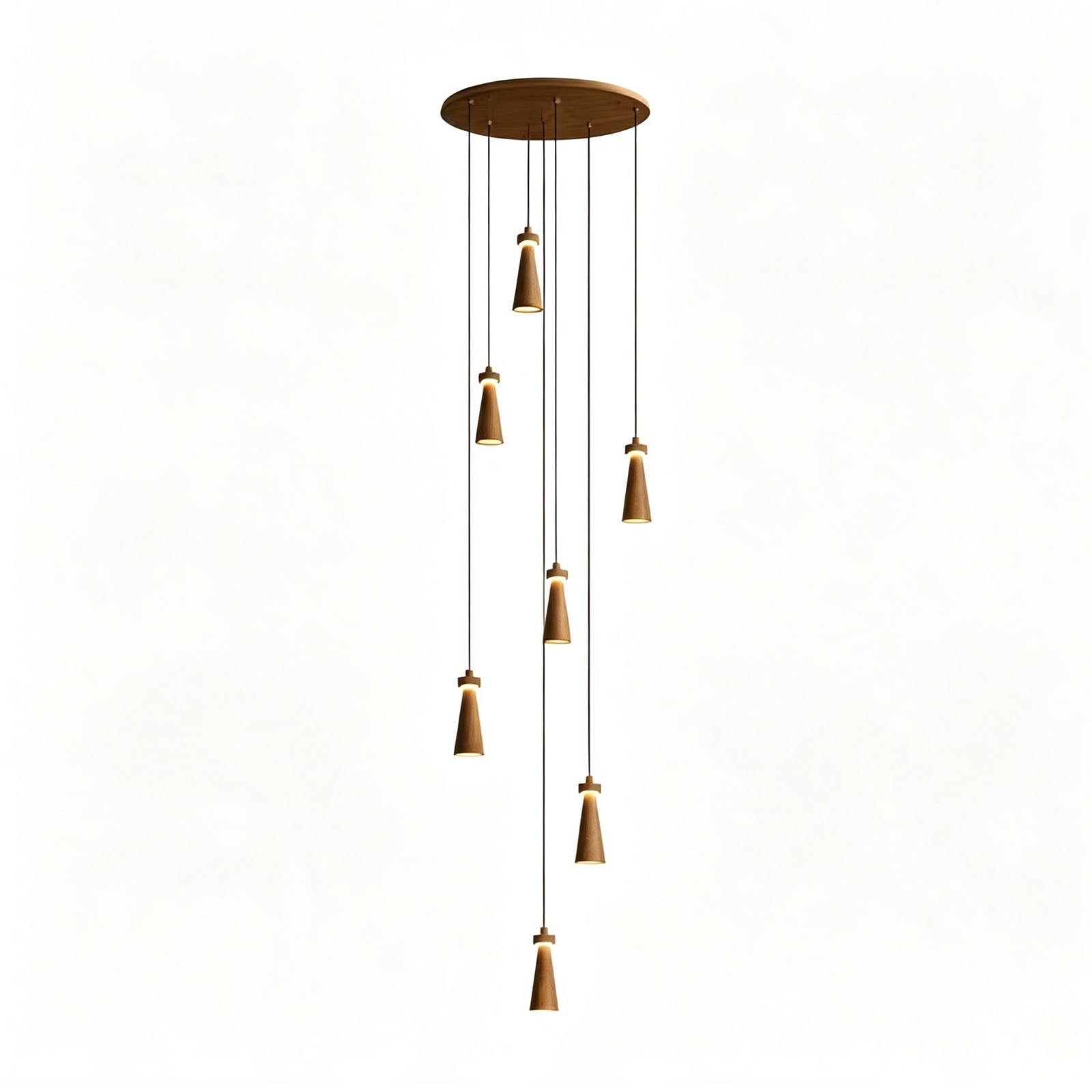 WOMO Multi‑Head Cone Wooden Chandelier-WM3283