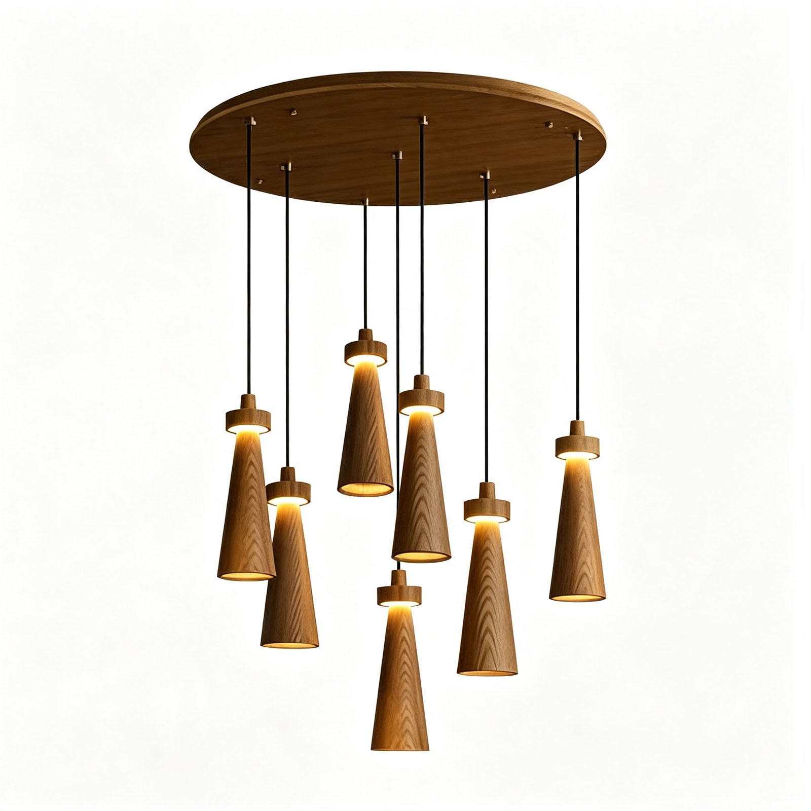 WOMO Multi‑Head Cone Wooden Chandelier-WM3283