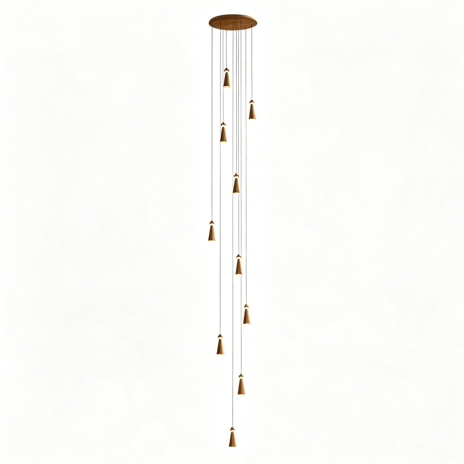 WOMO Multi‑Head Cone Wooden Chandelier-WM3283