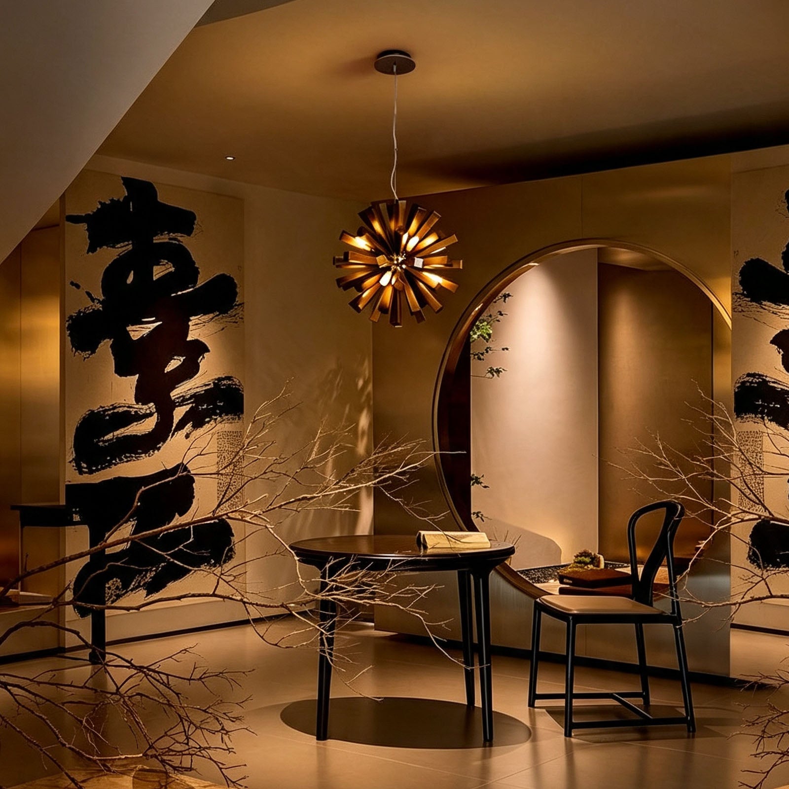 WOMO Bloom Starburst Wooden Chandelier-WM3284