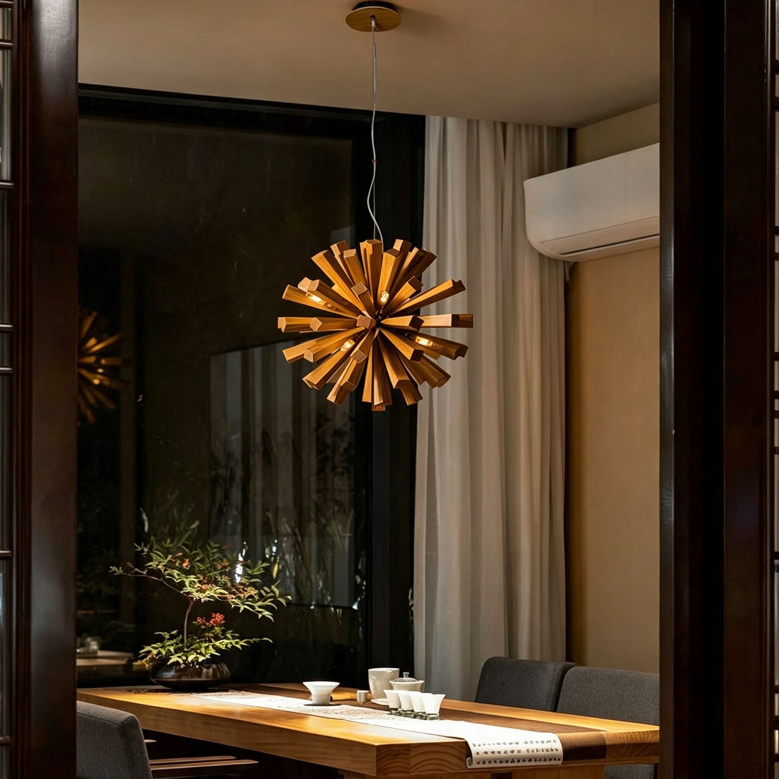 WOMO Bloom Starburst Wooden Chandelier-WM3284