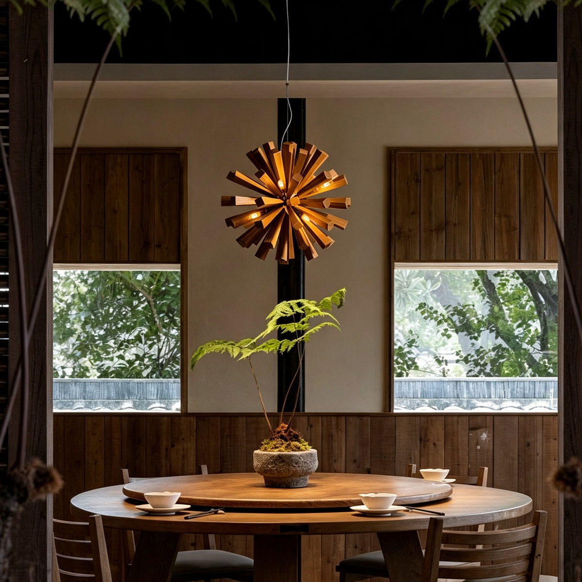 WOMO Bloom Starburst Wooden Chandelier-WM3284