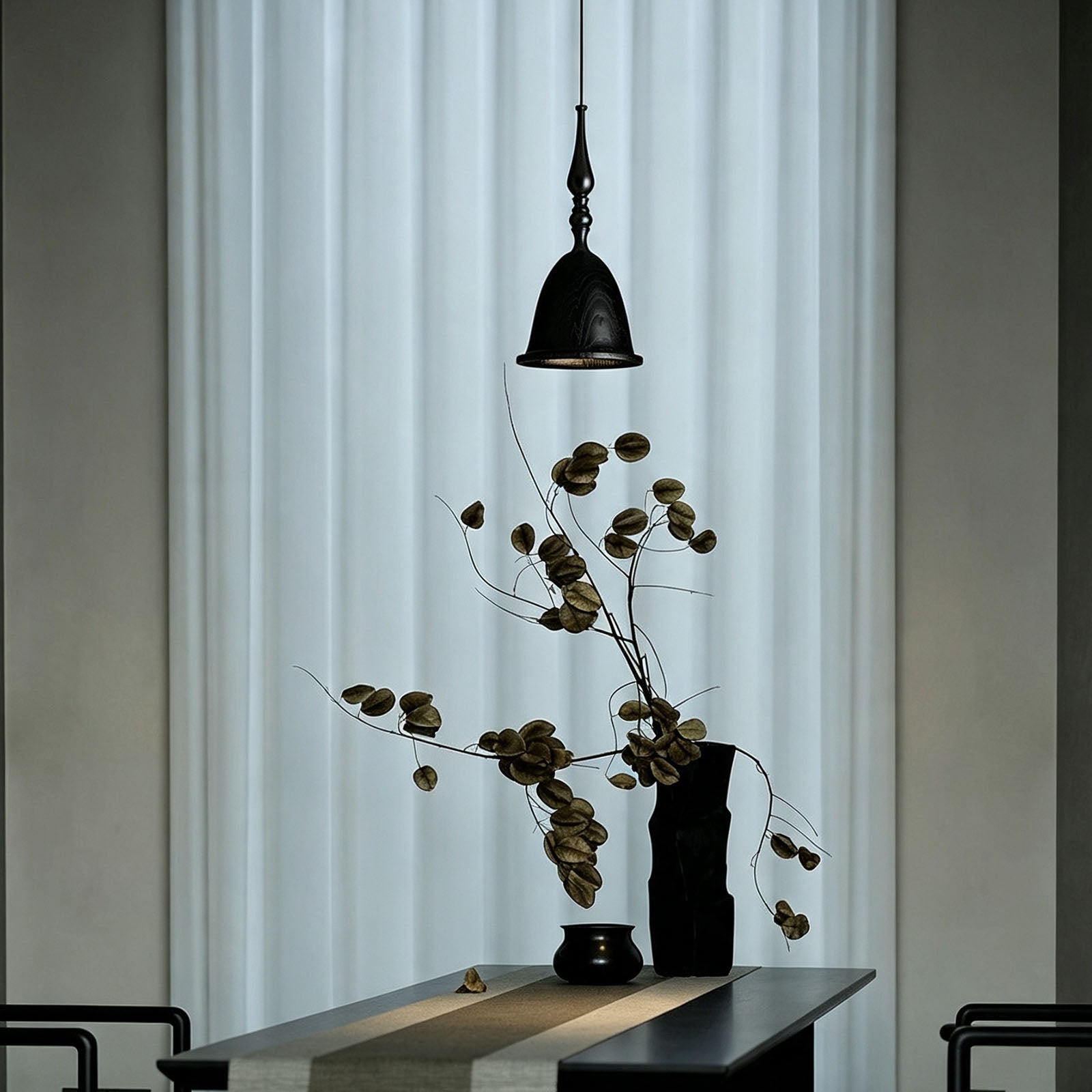 WOMO Small Wood Carved Bell Pendant Light-WM3285