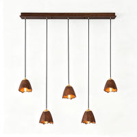 WOMO Bell‑Shade Multi‑Light Wood Pendant Light-WM3286