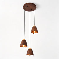 WOMO Bell‑Shade Multi‑Light Wood Pendant Light-WM3286