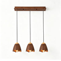 WOMO Bell‑Shade Multi‑Light Wood Pendant Light-WM3286