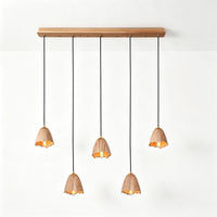 WOMO Bell‑Shade Multi‑Light Wood Pendant Light-WM3286