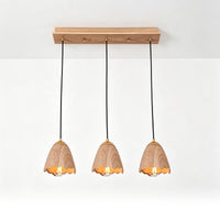 WOMO Bell‑Shade Multi‑Light Wood Pendant Light-WM3286