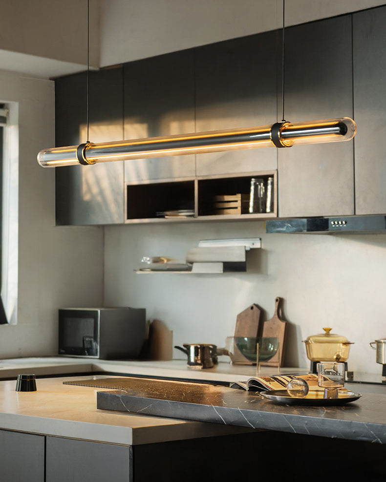 WOMO Black Glass Time tunnel Linear Pendant Light - WM3288