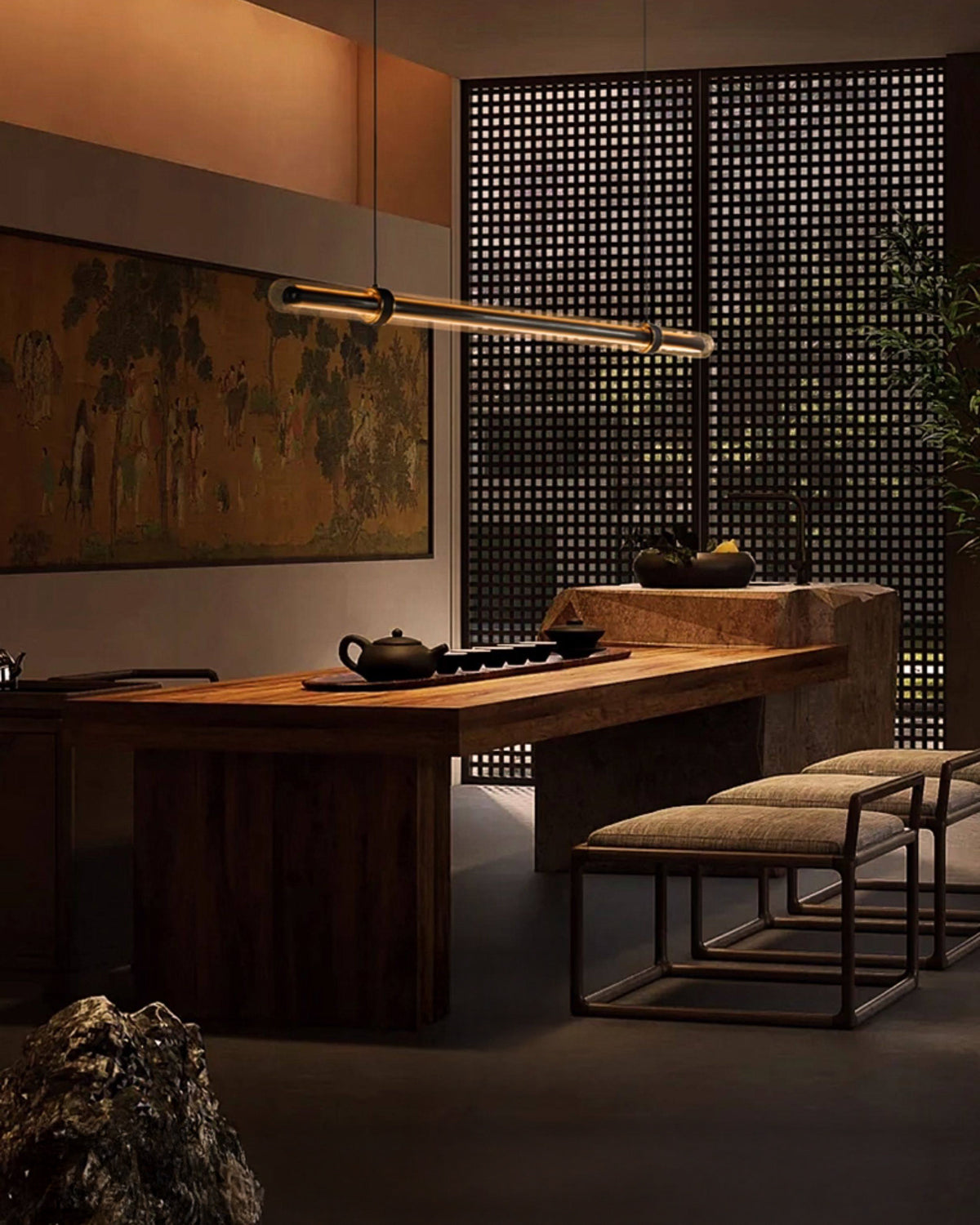 WOMO Black Glass Time tunnel Linear Pendant Light - WM3288