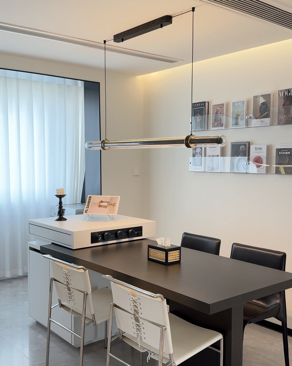 WOMO Black Glass Time tunnel Linear Pendant Light - WM3288