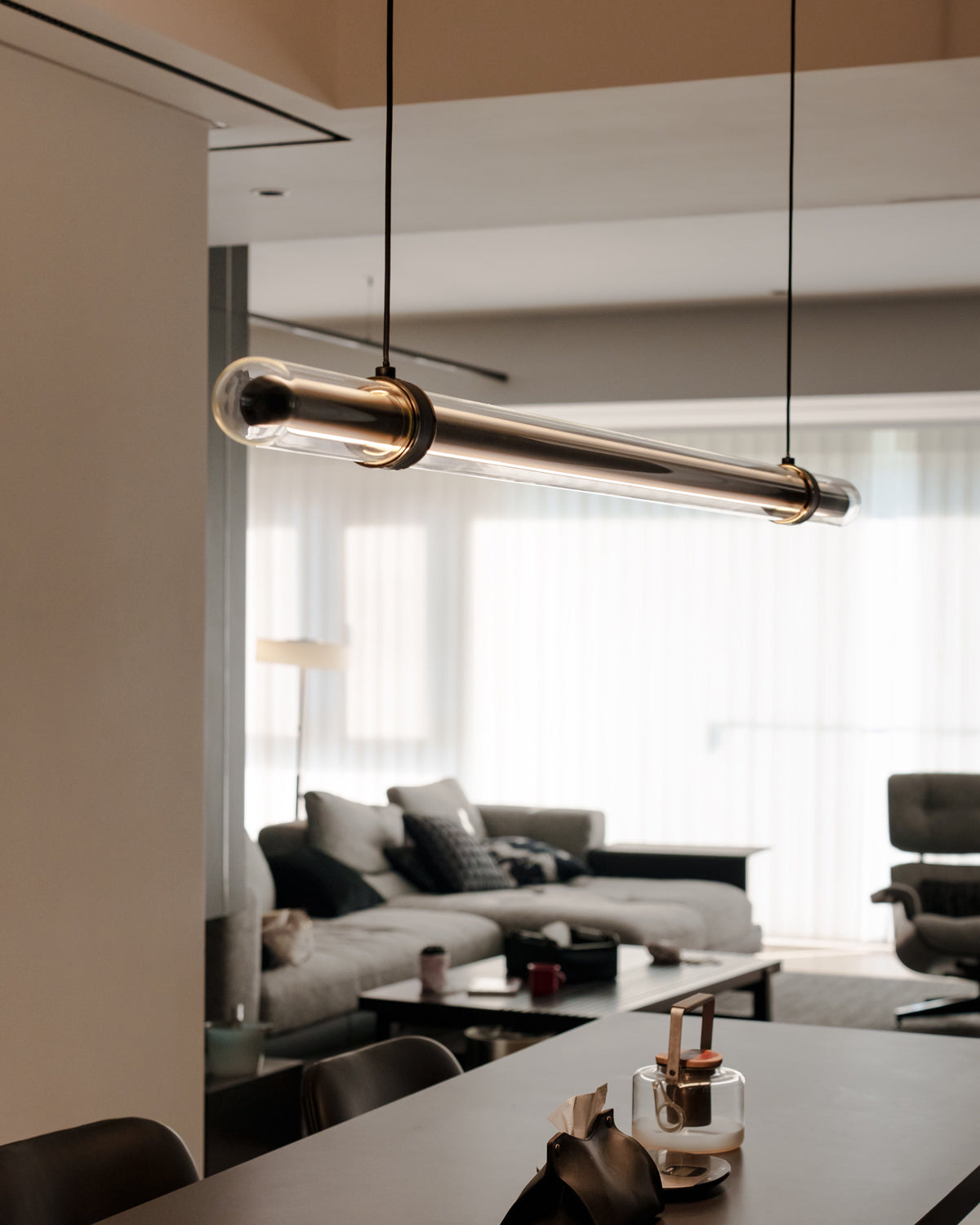 WOMO Black Glass Time tunnel Linear Pendant Light - WM3288
