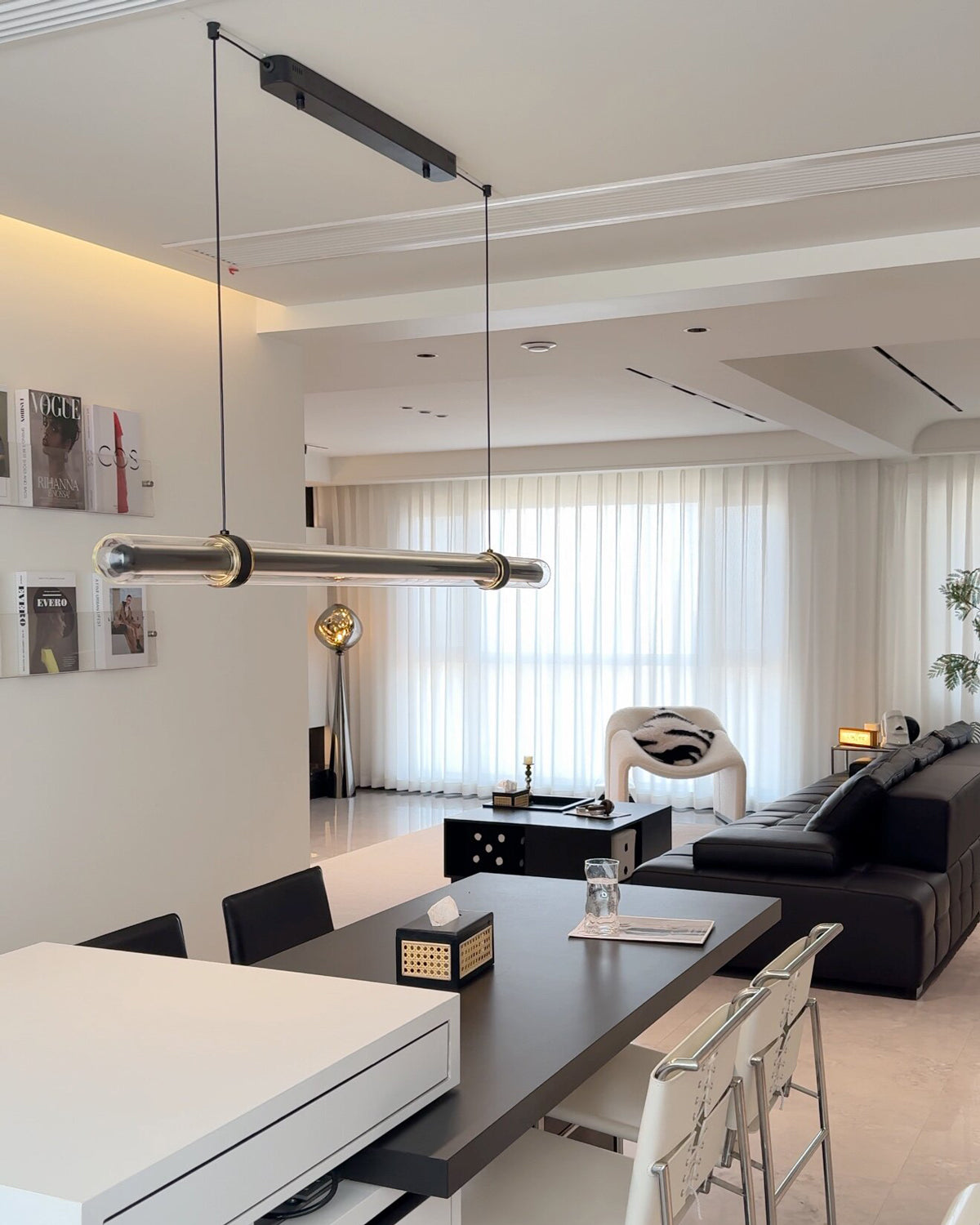 WOMO Black Glass Time tunnel Linear Pendant Light - WM3288