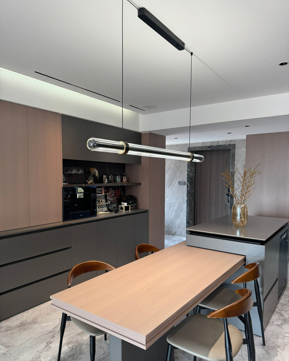 WOMO Black Glass Time tunnel Linear Pendant Light - WM3288