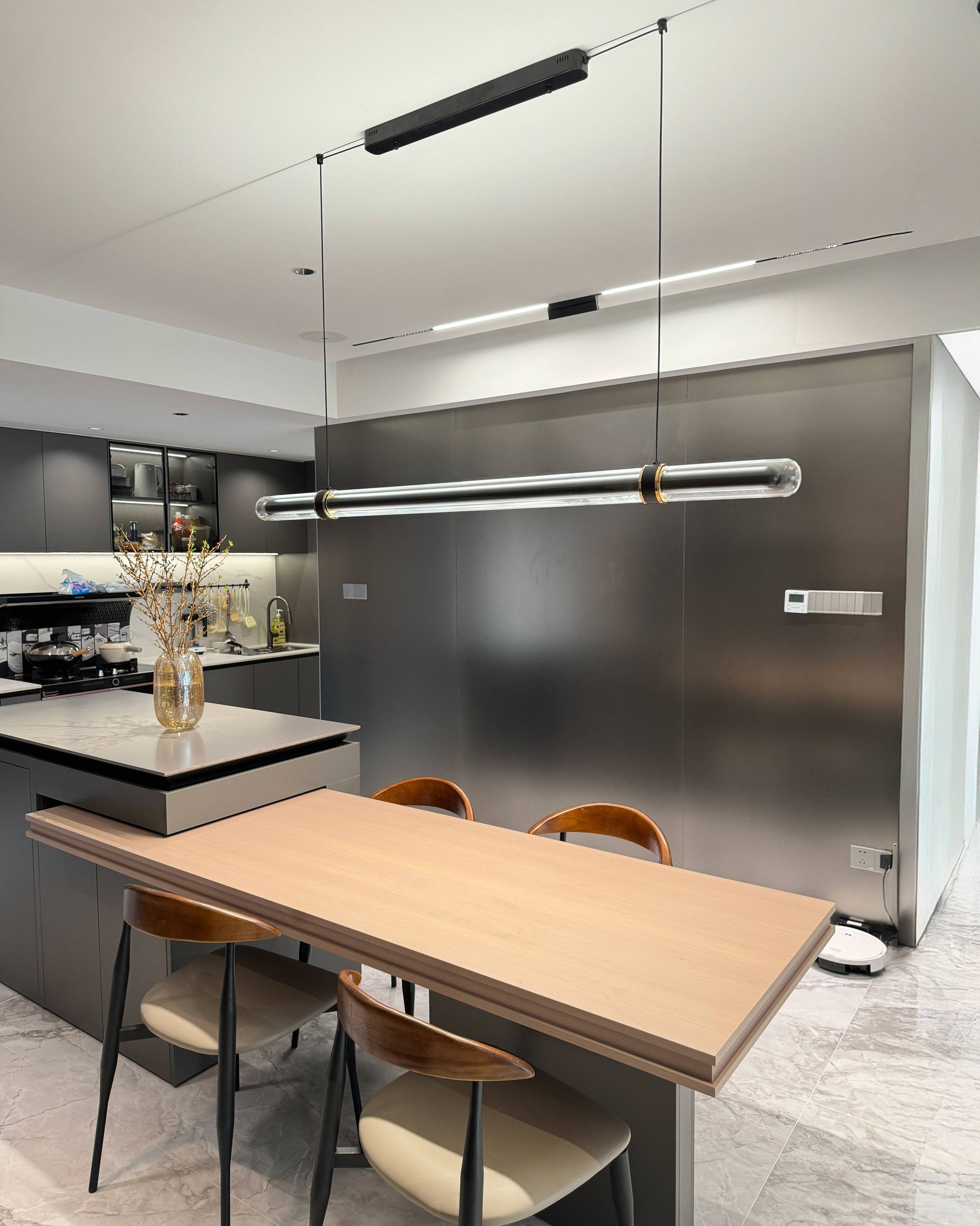WOMO Black Glass Time tunnel Linear Pendant Light - WM3288