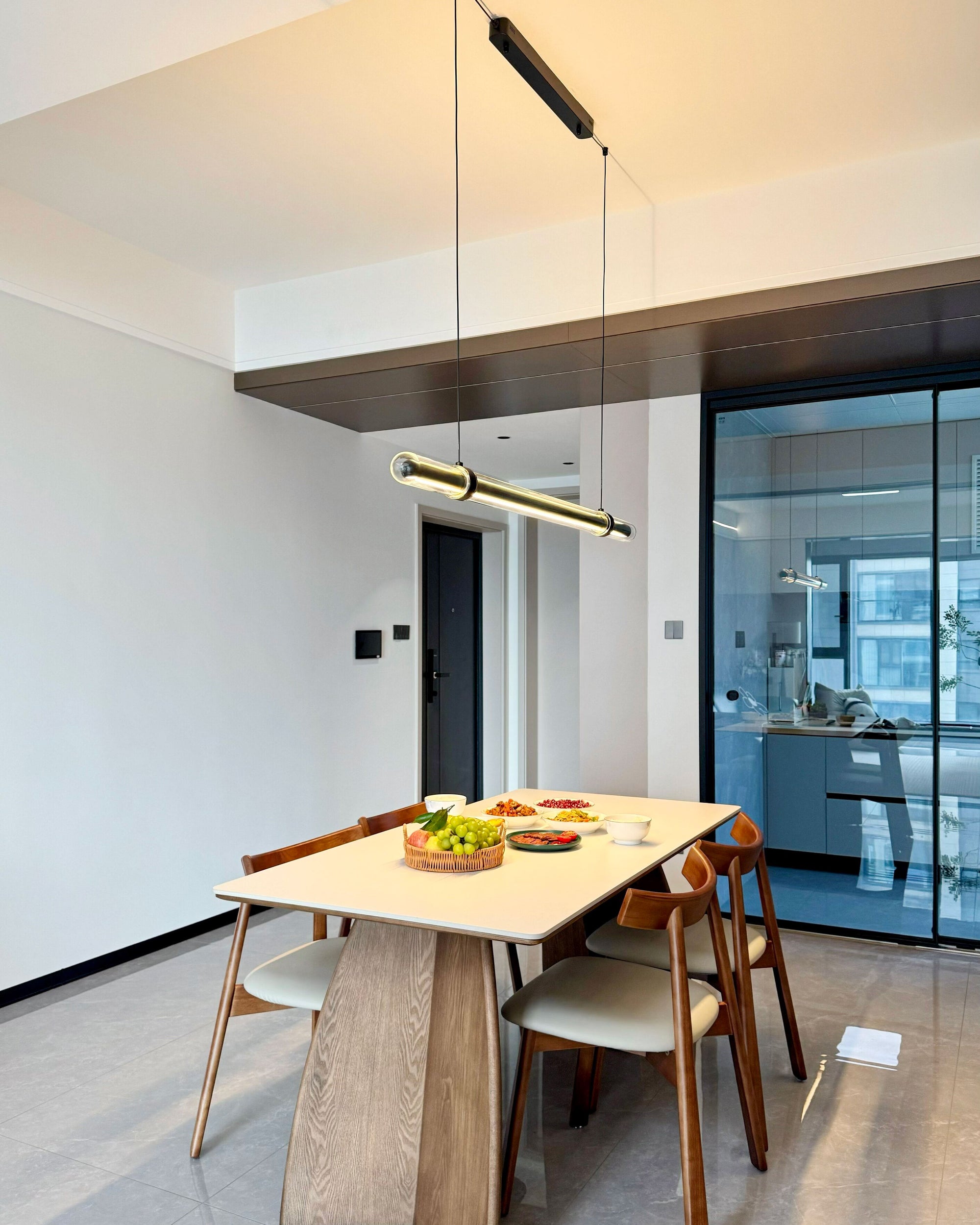 WOMO Black Glass Time tunnel Linear Pendant Light - WM3288
