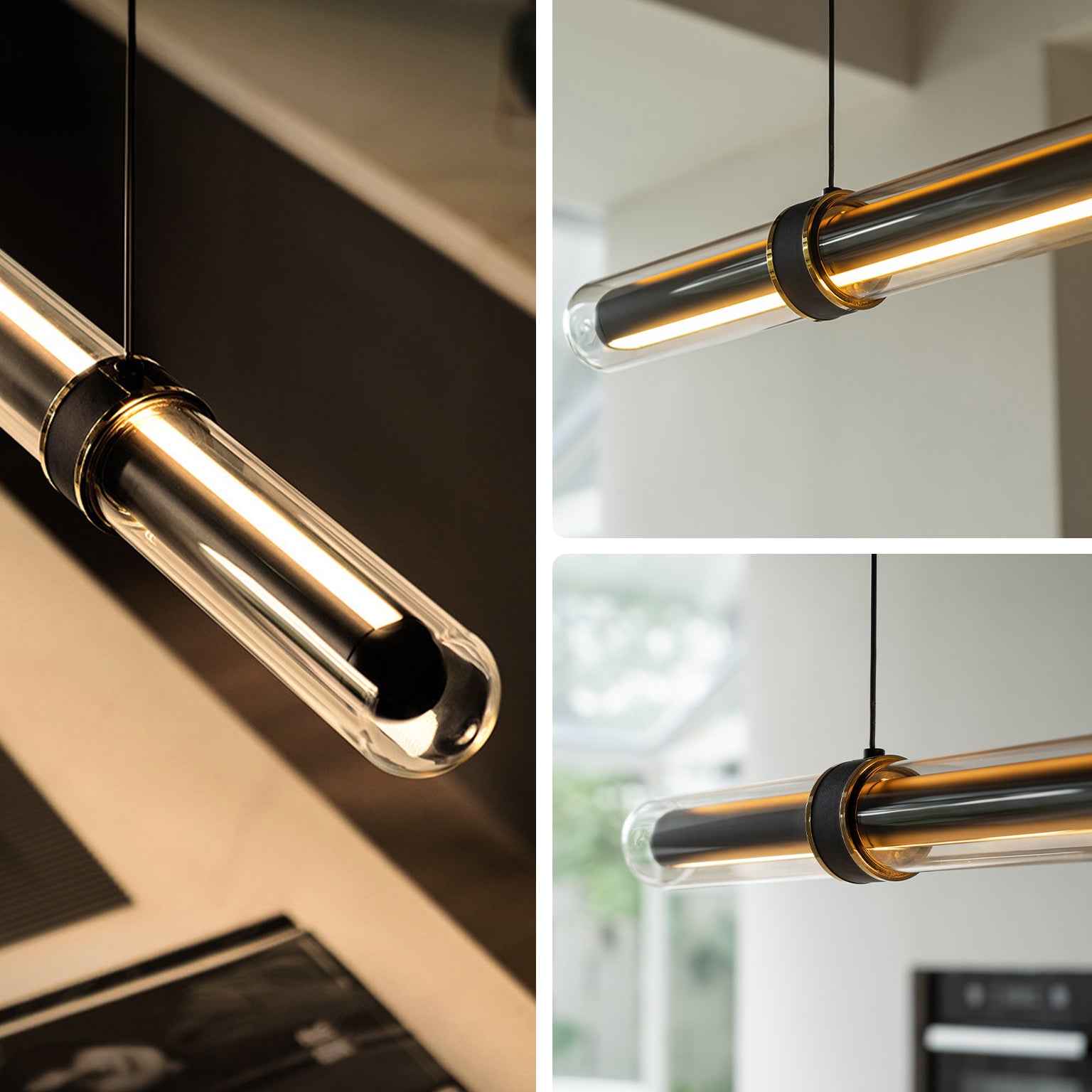 WOMO Black Glass Time tunnel Linear Pendant Light - WM3288