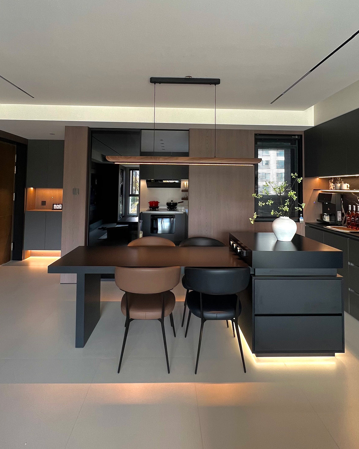 WOMO Walnut Moon watching Linear Pendant Light - WM3289