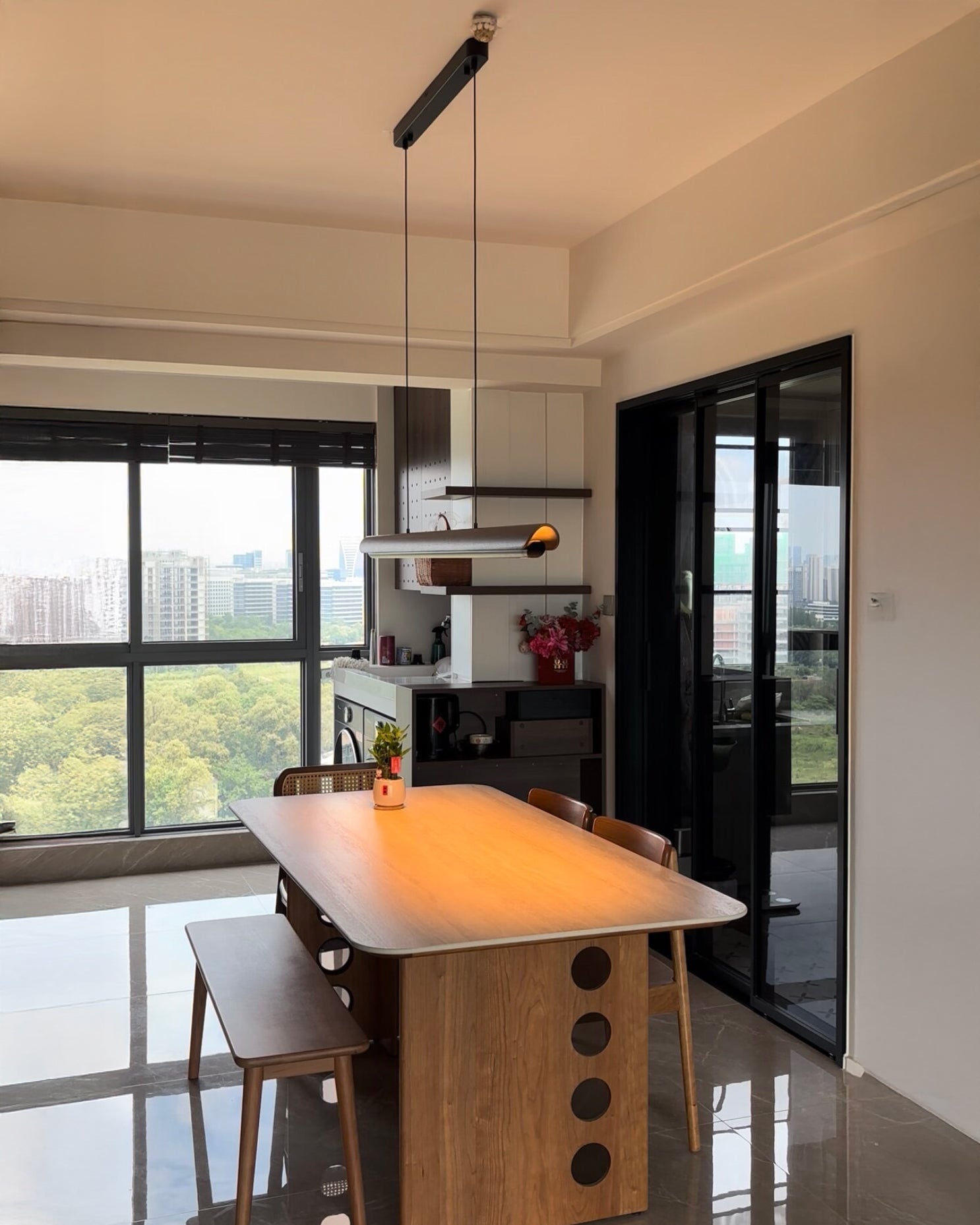 WOMO Walnut Moon watching Linear Pendant Light - WM3289